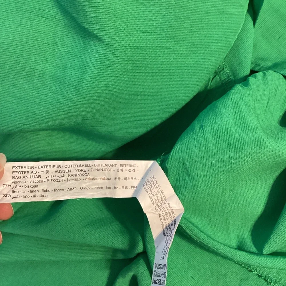ZARA Tiered Green Maxi Linen Blend Dress Size S - Picture 9 of 10